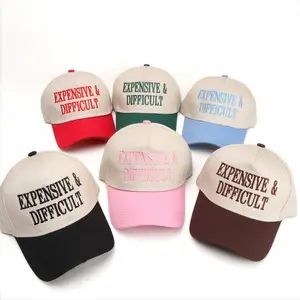 Expensive Difficult Embroidered Trucker Hat Color Block Casual Baseball Cap for Men and Women summerwins