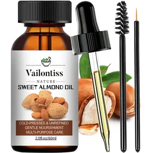 Sweet Almond Oil 60ML, Base Oil Carrier Oil, Suitable for Face Skincare Moisturizing, Hydrating, Gentle Makeup Remover and Massage Oil