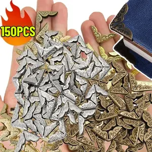 150Pcs Metal Book Corner Protector Vintage Scrapbook Photo Album Notebook Menus Laptop Folder Protecting Photo Albums Decor