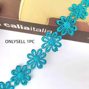 1.7yard/bag Colorful Petal Water-Soluble Trim, 2.5cm Polyester Daisy Edge, Cuttable DIY Accessories, Clothing Decoration, Multiple Colors Available
