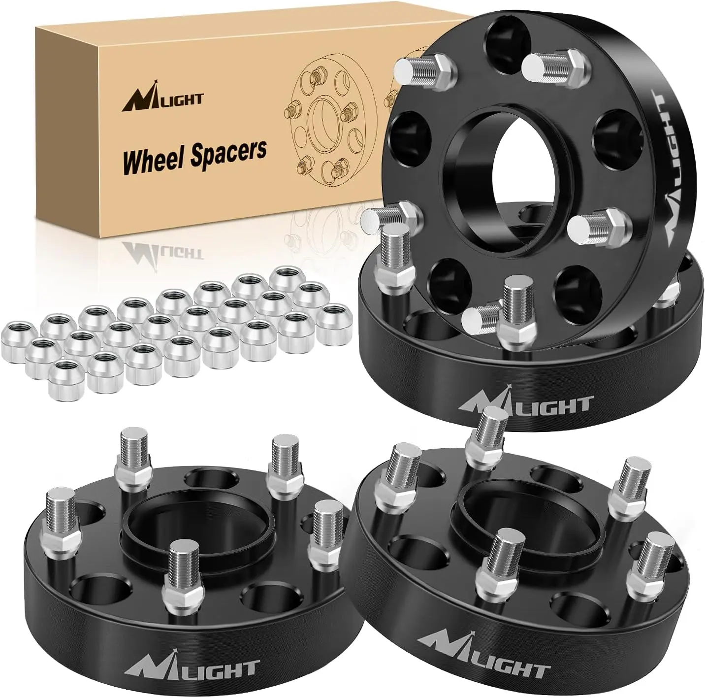 Nilight 4pcs Aluminum Forged 5x5.5 Wheel Spacers - Fitment for 2002-2010 Ram 1500, Dodge Durango Dakota Trucks, 5x139.7mm Bolt Pattern, 1.5in Thick, 77.8mm Hub Bore, 9/16 Stud Size, Boosts Cornering Stability, Creates Aggressive Look, Cnc Processed