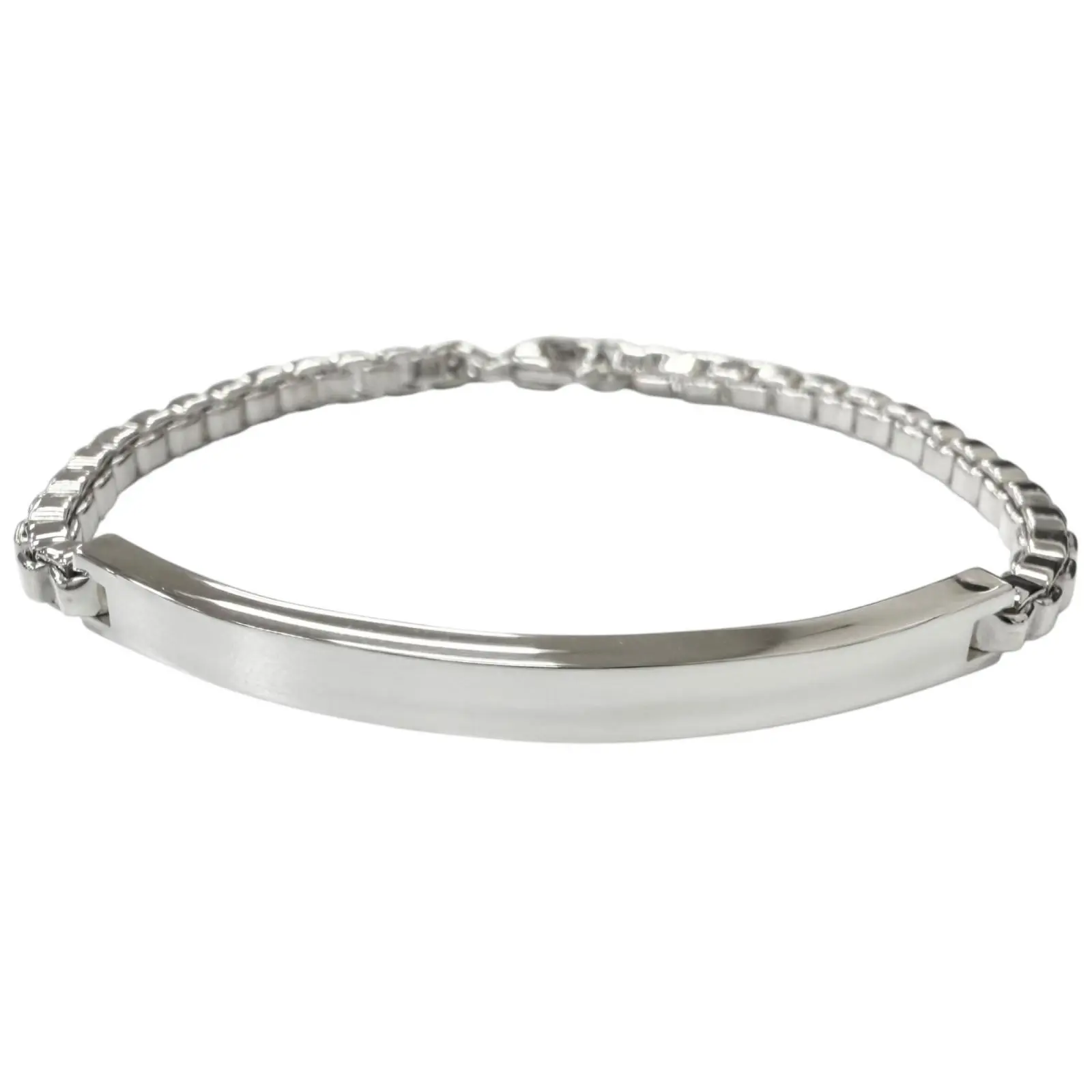 Pre-owned Tiffany & Co. Sterling Silver 925 (Ag925) Small Leather Goods Tiffany&Co. AG925 Venetian Link ID Bracelet