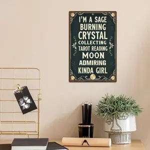 I’m A Sage Burning Crystal Collecting Tarot Reading Moon Vintage Tin Sign - Witchy Boho Wall Art Decor | TikTok Trendy Home Living Room Decor | Perfect Witchy Gift for Halloween Birthdays Christmas Thanksgiving Rustic Farmhouse Metal Plaque
