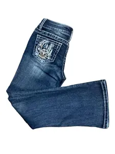 Grace In LA Girl's Moon Embroidered Pocket Bootcut Jeans GB-61596