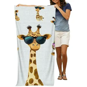 Giraffe Cartoon Dog Decorative Beach Towel for Adults, Towel blanket, Ultra Absorbent Quick-Drying Pool Towels for Travel, Swimming, Camping