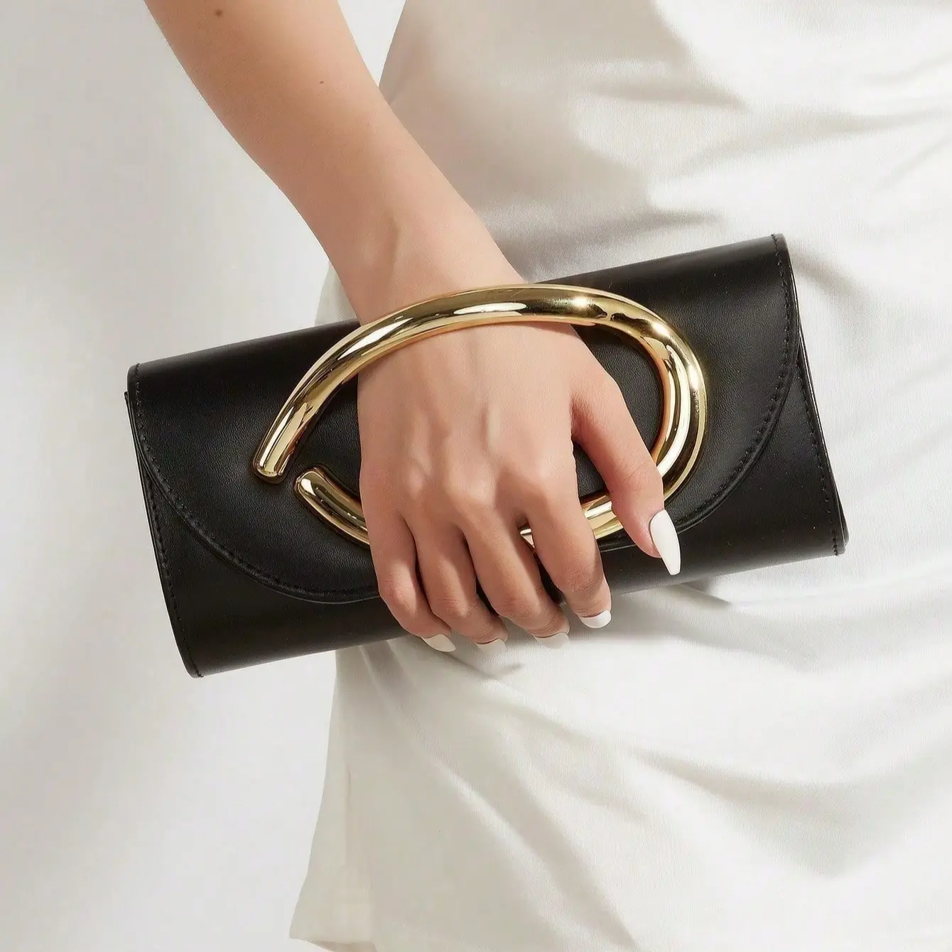 Women's Retro Vintage Solid Color PU Leather Clutch Wristlet - Chic All-Match Shoulderbag, Evening Carry-On Purse for Wedding, Party, Prom
