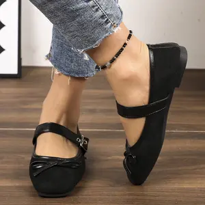 Women Ballet Mary Jane Flats Bow Knot Slip On Lightweight Comfortable Casual Round Toe Shoes All Day Wear
