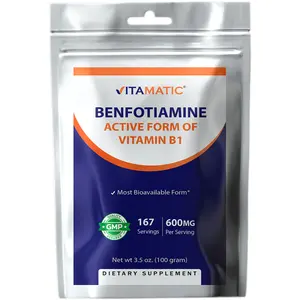 Vitamatic Benfotiamine Pure Powder 600 mg per Serving - 100 Grams - Also Called Fat Soluble Vitamin B1 Healthcare