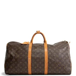 Pre-owned Louis Vuitton Coated Canvas Travel Bags Vintage Keepall 55 Monogram