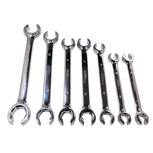212 MAIN 7-Piece ANSI Standard Chrome Vanadium Steel Offset Head Metric Flare Nut Wrench Set - Offset Heads, Slip Grip Design