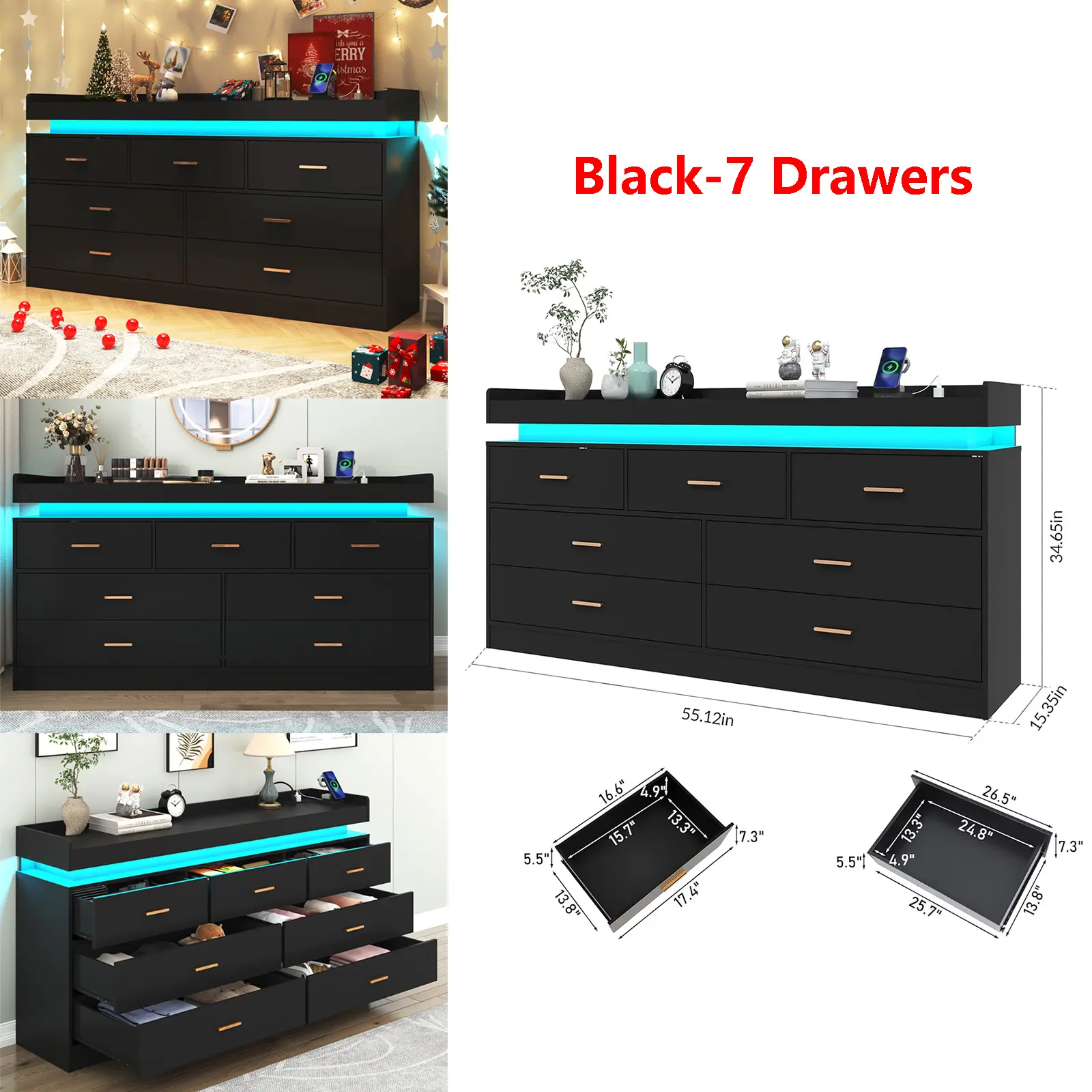 Black-(7 Drawers)