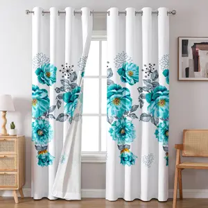 flower pattern Luxury Modern 6 Piece Curtains Set Bamboo microfiber curtains for living room Farmhouse Bedroom home Decor idea Queen King Size Gift Bag valentine's day cozy cool soft cortinas para cuarto