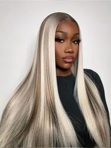 Long Straight Wigs for Women, Gorgeous Fashion Fluffy Wigs without Bangs, Synthetic Lace Front Wigs for Party, Daily Use