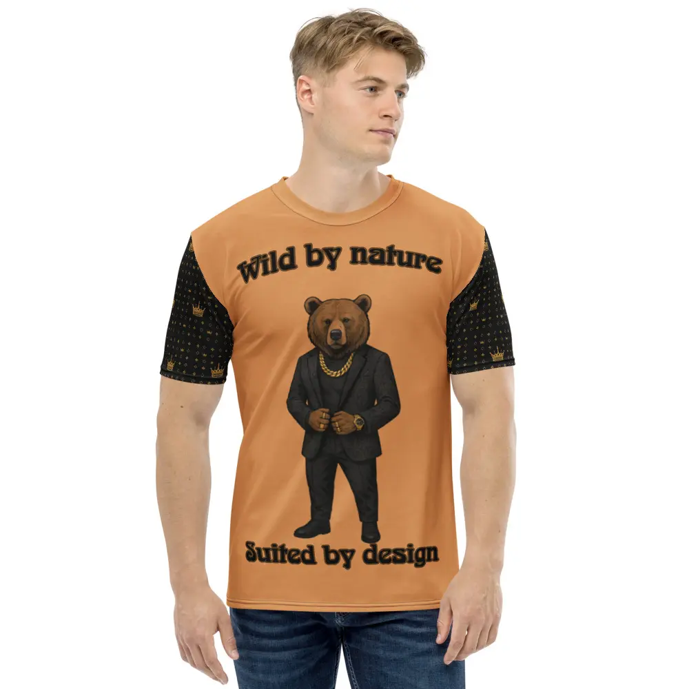 Luxury Bear Graphic T-Shirt – Dapper Bear in Suit with Gold Chains | Streetwear Animal Tee | Cool Fashion Graphic Tee for Men & Women" Top
