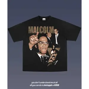 [Sale Up To 40%] Menswear Malcolm X 2.0 Printed Round Neck Shortsleeve Cotton Top, Soft Comfortable Unisex Apparel, Classic Crewneck, Made in USA, Fan Gift, Father's Day Gift t0330