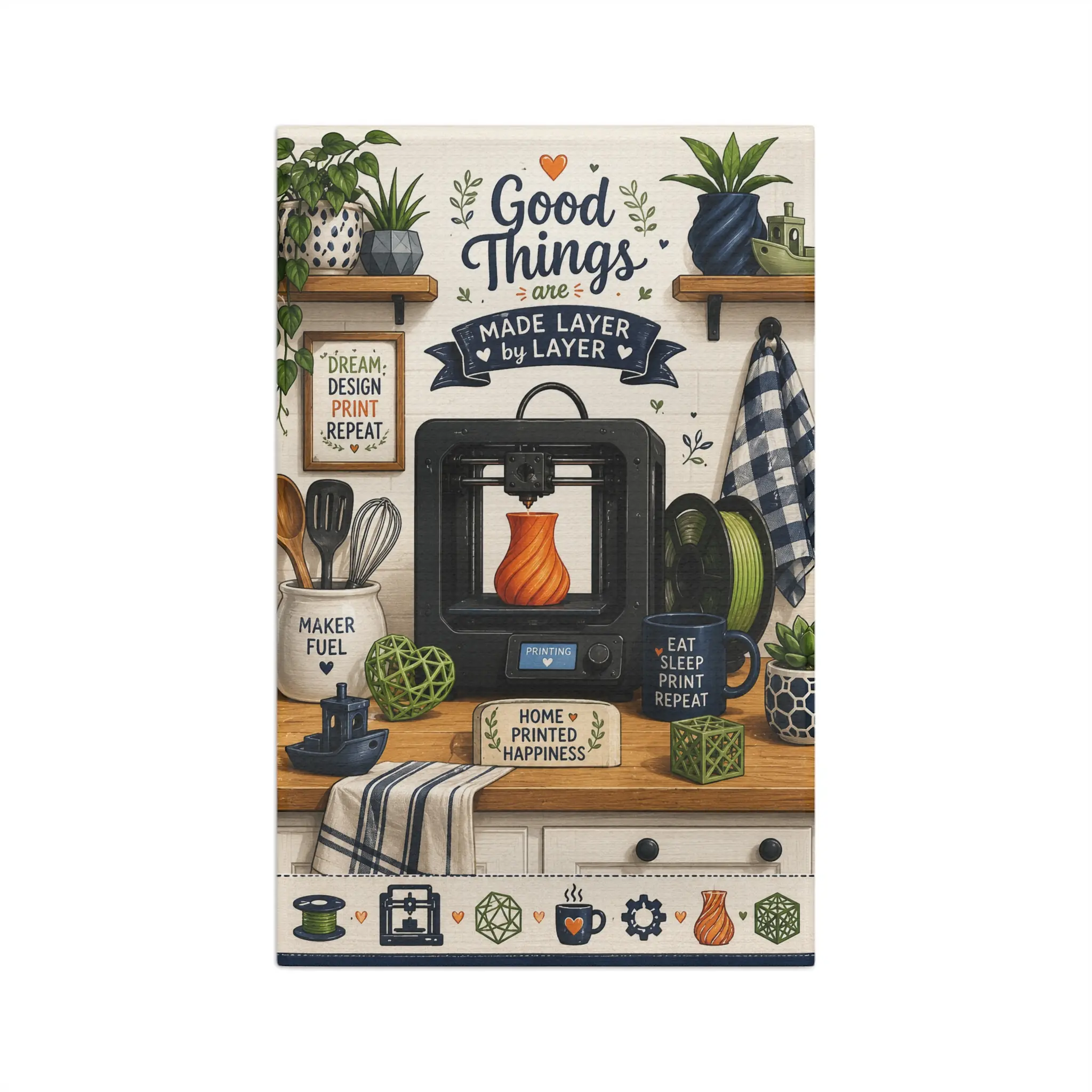 Home Printed Happiness Kitchen Microfiber Towel