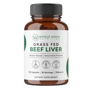 Whole Again Grass Fed Beef Liver Capsules - GMO, Gluten, and Hormone Free - Heme Iron Supplement Dietary Healthcare