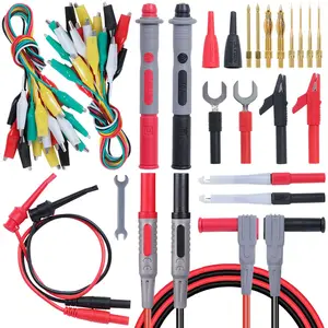 45 count Multimeter Leads Kit, Professional and Upgraded Test Leads Set with Replaceable -Plated Multimeter Probes,  Clips, Test Hooks,5 Colors Jumper Wires and  Probe Pins.