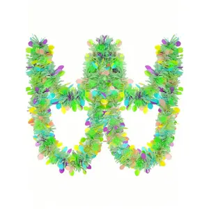 3pcs 19.7ft Easter Tinsel DIY Hanging Garland Decorative Ornament For Spring Easter Holiday Party Indoor Outdoor Decoration Supplies Garden Decorations