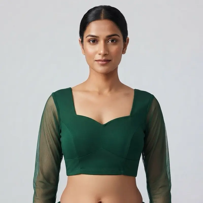 Long Sleeve Net Blouse for Sarees - Versatile and Stylish Design
