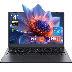 14 inch HD Portable Laptop Intel N5095 Quad Core 8GB DDR4 128GB SSD Thin and Light Design 30.8Wh Long Lasting Battery Privacy Camera Cover Made for Life on the Go from Coffee Shops to Client Meetings