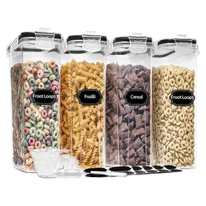 4PCS Airtight Food Storage Containers 4L, 135.3oz with Pour Spout, 20 Labels, Marker & Measuring Cup for Kitchen & Pantry Organization
