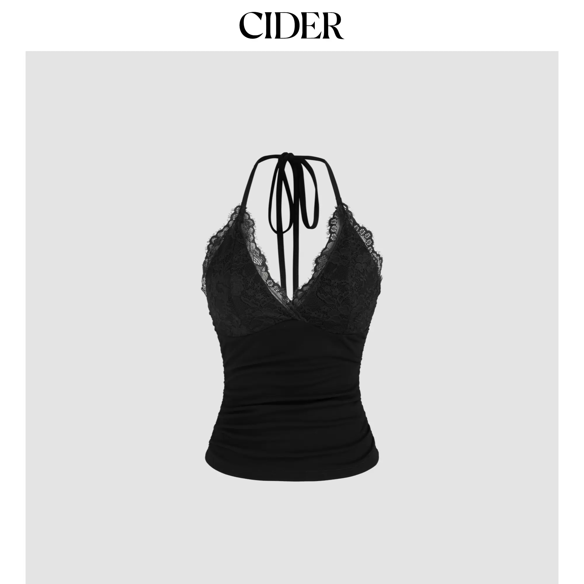 Cider Women's Solid Halter Neck Crop Top, Sleeveless Backless Pull On Knit Tank with Stretch Elastane Fabric, Tank Top, Rayon, Basic, Crop Tank