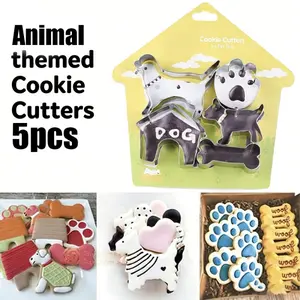 5-Pack Dog Paw and Bone Cookie Molds | Stainless Steel Material, Suitable for Parties and Dishwashers, 430 Stainless Steel Grade, Cookie Cutters Home