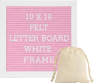 Letter Board Sin White Frame 10x10 - Felt Letter Board  Announcement Board with Typewriter Letters, White Letter Board Sin Board&Messae Board with Stand and Canvas Ba.