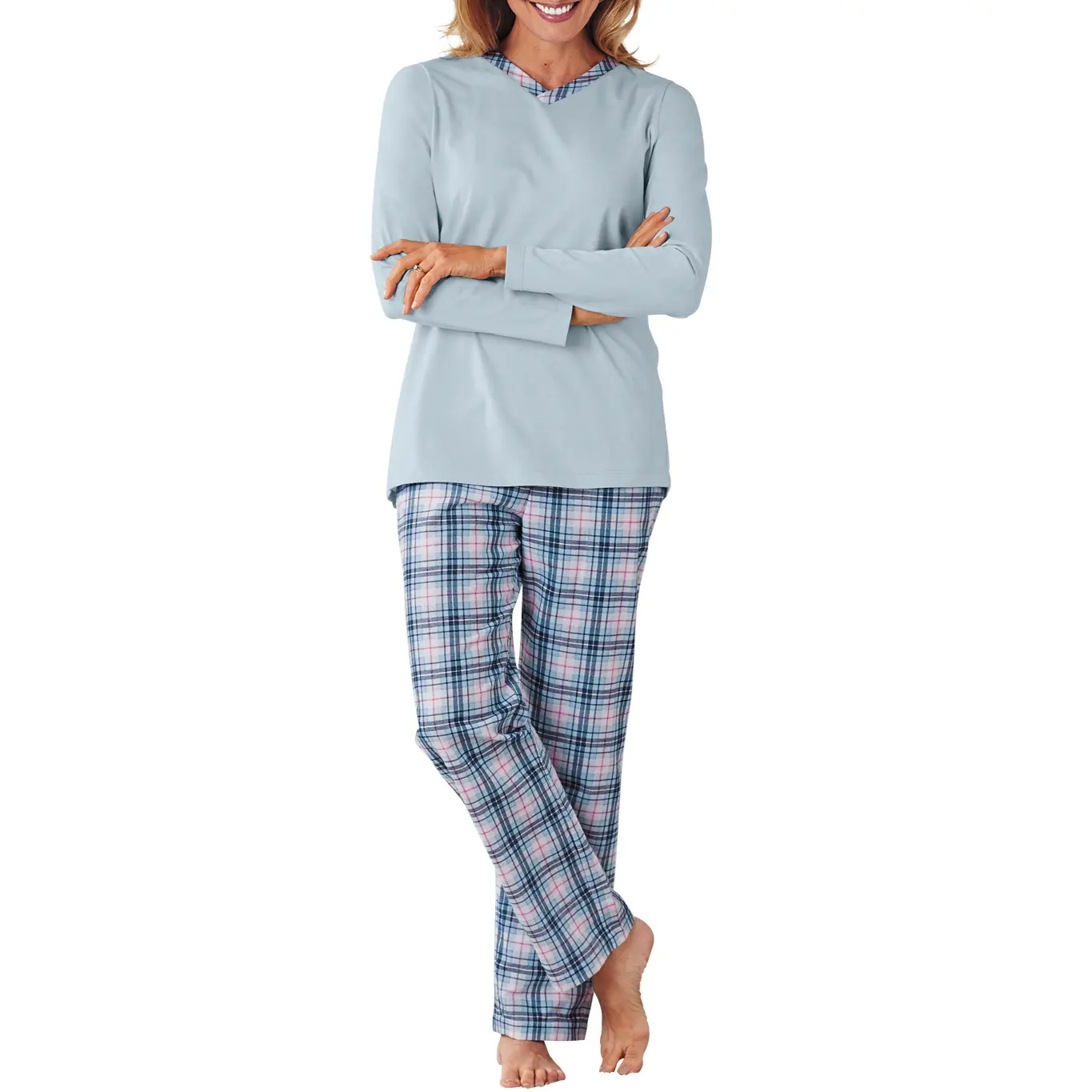 Lunaire Women's Missy and Plus Knit and Flannel Pajama Set- 2 Color Options 54336/54341