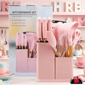 19pcs SiliconeKitchenware Set, Food Grade Silicone CookingSpoon, Shovel, Cutting Board, EggBeaters, FruitKnife, Chef Knife, Combination Set, Heat ResistantKitchen Supplies,Utensils,Storage,Modern,Portable, pots pans set ,Christmasdeal