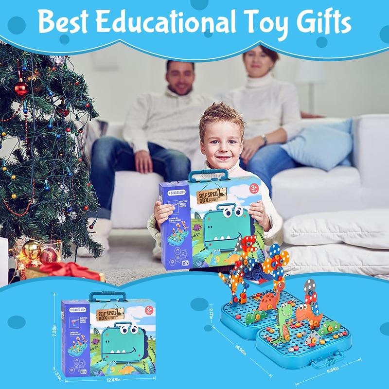 Kids Tool Set, 351 PCS Tool Kit w/ Electric Drill, STEM Montessori Educational Toys,Design and Drill Toy for Boys, Electric Drill with Toolbox, Creative Engineering Building Toy, Boys Birthdaty for Age 6-12