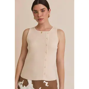 Boat Neck Button Top