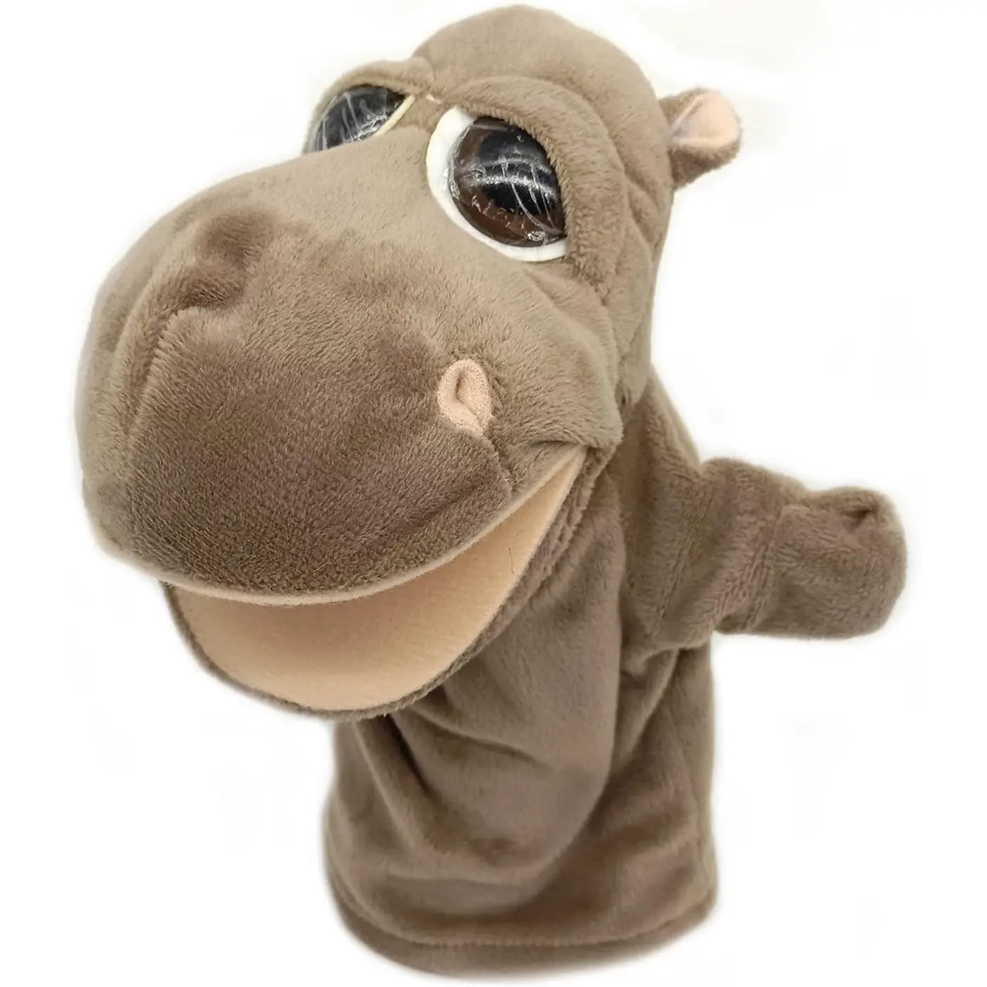 Plush Hippo Hand Puppets Animal Toys for Imaginative Pretend Play Storytelling Mouth Open Puppet Gray