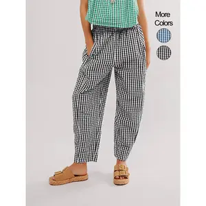 Women's Checkered Straight Pants for a Slim Look, Versatile Commuter Style for All Seasons, Casual and Comfortable TrousersRAIMENTRY