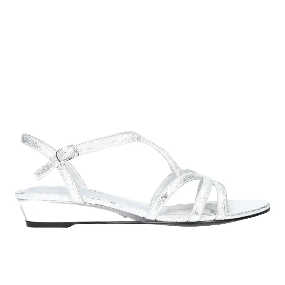 Easy Street Womens Royalty Metallic T Strap  Dress Sandals Low Heel 1-2" - Silver