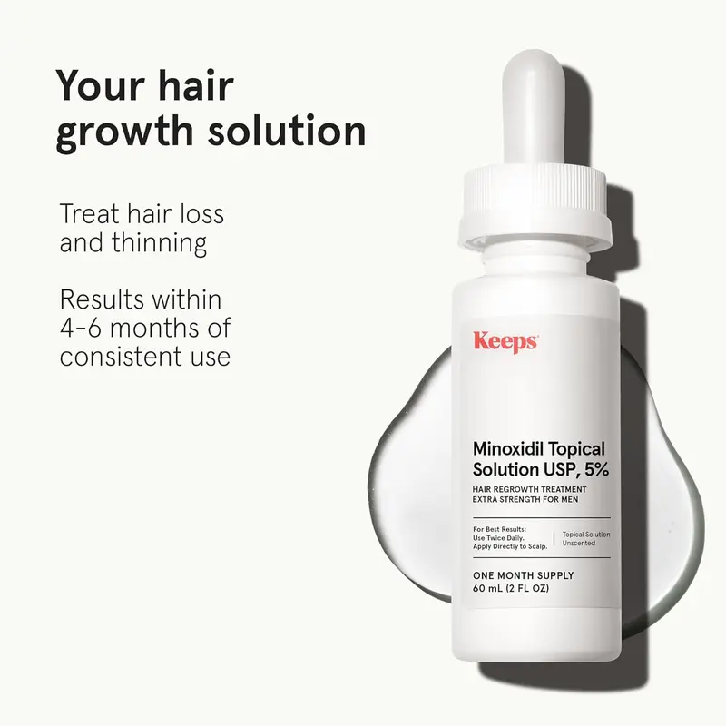 Keeps Extra Strength Minoxidil for Men - 5% Minoxidil Hair Growth Serum - Hair Loss & Regrowth Treatment for Thinning & Bald Spots - Clinically Proven Hair Growth Products - Unscented Topical Solution Keeps Extra Strength Minoxidil for Men - 5% Minoxidil Hair Growth Serum - Hair Loss & Regrowth Treatment for Thinning & Bald Spots - Clinically Proven Hair Growth Products - Unscented Topical Solution