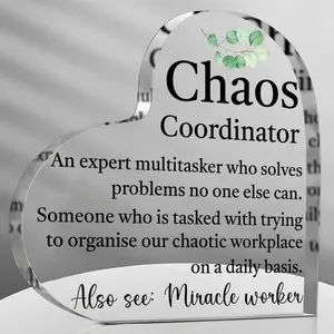 Chaos Coordinator Gifts for Women, Funny Office Gifts for Women, Boss Lady, Coworker, Manager, Coach, Nurse, Mom, Wedding Planner, Secretary, Teacher Appreciation Gifts Thank You Acrylic Keepsake Decor Signs