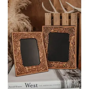 HAND-TOOLED PICTURE FRAME-NATURAL
