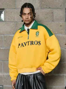 Trendy Brazil Team Colorblock Sweatshirt, Vibrant Street Style, Team Colors + Identity Theme, Loose Fit, Casual Long Sleeve