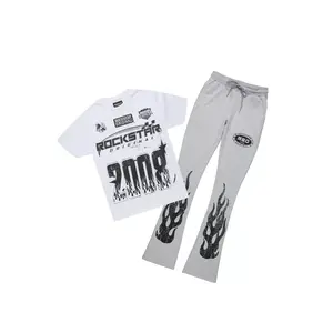 Amos Heather Grey T-Shirt/Stacked Flare Track Set