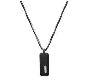 Steel By Design Men's Black IP Dog Tag Pendantw/ Chain Steel By Design Men's Black IP Dog Tag Pendantw/ Chain