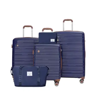 Multi functional 5-piece hard shell luggage, 20/24/28 inches, smooth universal wheels, TSA password lock, matching travel bag and wash bag to meet storage needs, a complete set of luggage for family outings, short distance and long-distance use