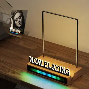 Vinyl Record Stand with RGB Sound Control Rhythm Light Strip, Warm LED Display Rack, Anti-Fingerprint Acrylic Letters, Multiple Records Showcase