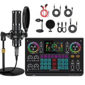 Ideanthro V200-P15 Live Sound Card，Multi-Platform Audio Mixer with 5 Voice Modes,  10+ Sound Effects, Independent EQ & Noise Reduction for Streaming Podcasting Gaming Recording Beginners