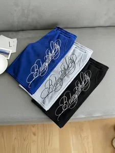 3-Pack Unisex Sport Shorts, Klein Blue, Light, Letter Design, Casual Loose Fit, All-Season Outdoor Wear, Trendy & Comfortable, Letter Embroidery Shorts
