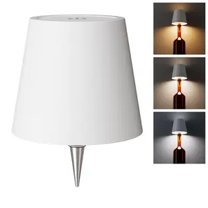 Wireless Wine Bottle Lamp, LED Rechargeable Light, Stepless Dimmable Table Lamp, 3 Color Temp, Bedroom Restaurant Bar Outdoor Use