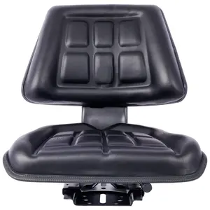 Black Tractor Seat with Backrest – Comfortable Farming Vehicle Accessory with Easy Sliding Track Installation – Durable and Waterproof Polyurethane Cover – 5.9” Longitudinal Adjustment Range