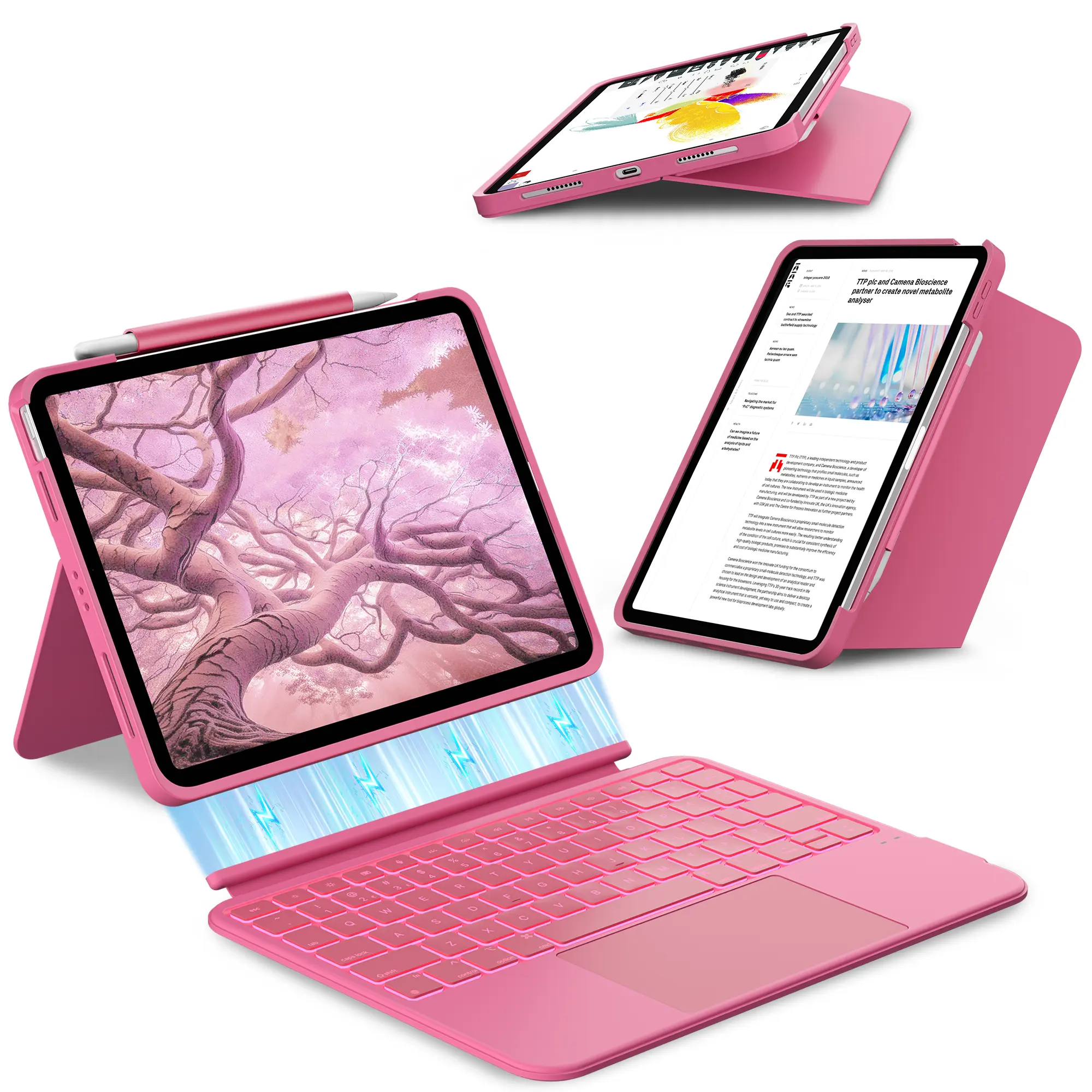 Typecase Folio Duo Detachable Tablet Keyboard Accessory - 11-Color Backlit, Multi-Touch Trackpad, Pencil Holder, Portrait/Landscape Modes, Ultra-Light, Compatible with A16 11/10th Gen, Air, Pro Models (Device & Pencil Excluded), Accessories