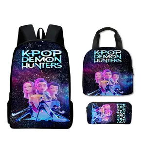 2026 New Style  3D K-POP Witch Hunters school bag backpack lunch bag pencil case three pieces